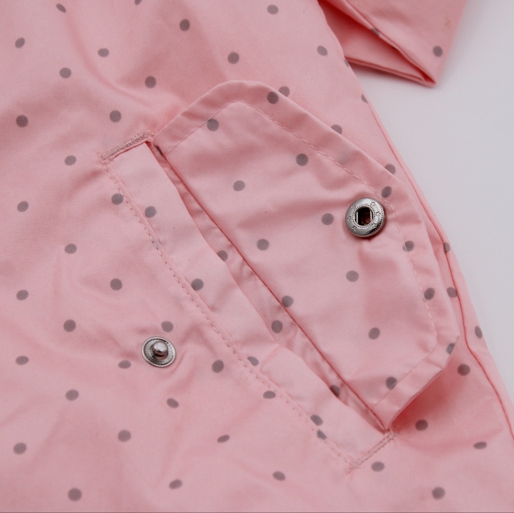 NWT Carter’s Girls 2T Rain Slicker – Light Pink with Grey Polka Dots - Picture 2 of 7